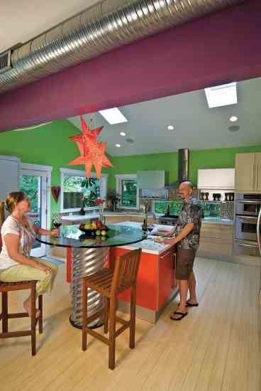 Fans of cooking and entertaining, Jenny and Wes wanted the kitchen to be an open gathering place on the main floor.